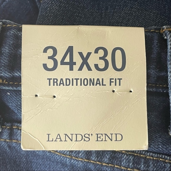 LAND’S END NWT MEN’S COMFORT WAIST TRADITIONAL FIT BLUE JEANS 34 X 30 - Picture 3 of 8